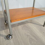 Teak roller serving table