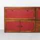 Scandinavian sideboard in dark red wood and leather, 1960s vintage modernism