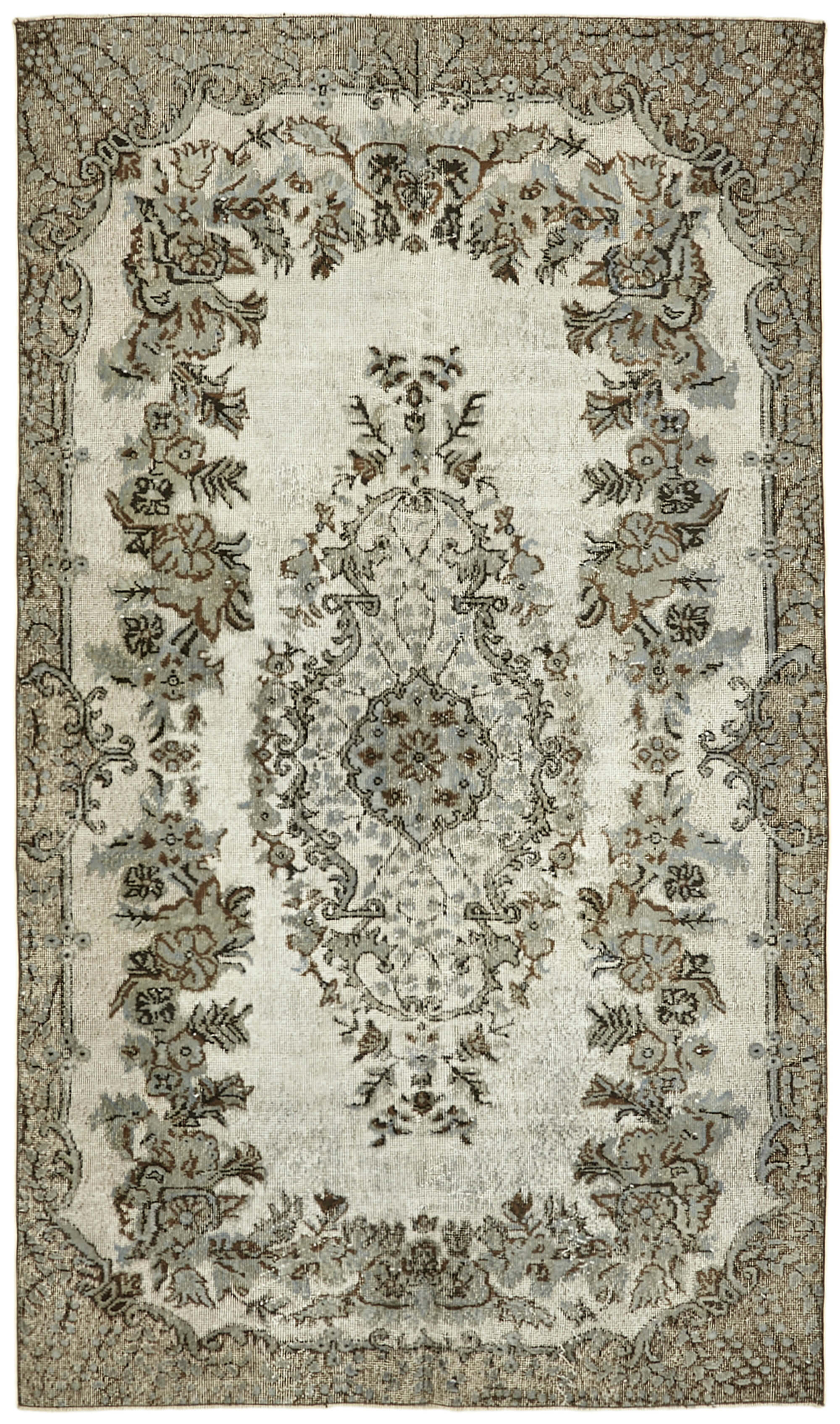 Hand-Knotted Carved Oriental 1970s 171 cm x 283 cm Grey Carpet