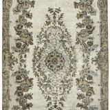 Hand-Knotted Carved Oriental 1970s 171 cm x 283 cm Grey Carpet