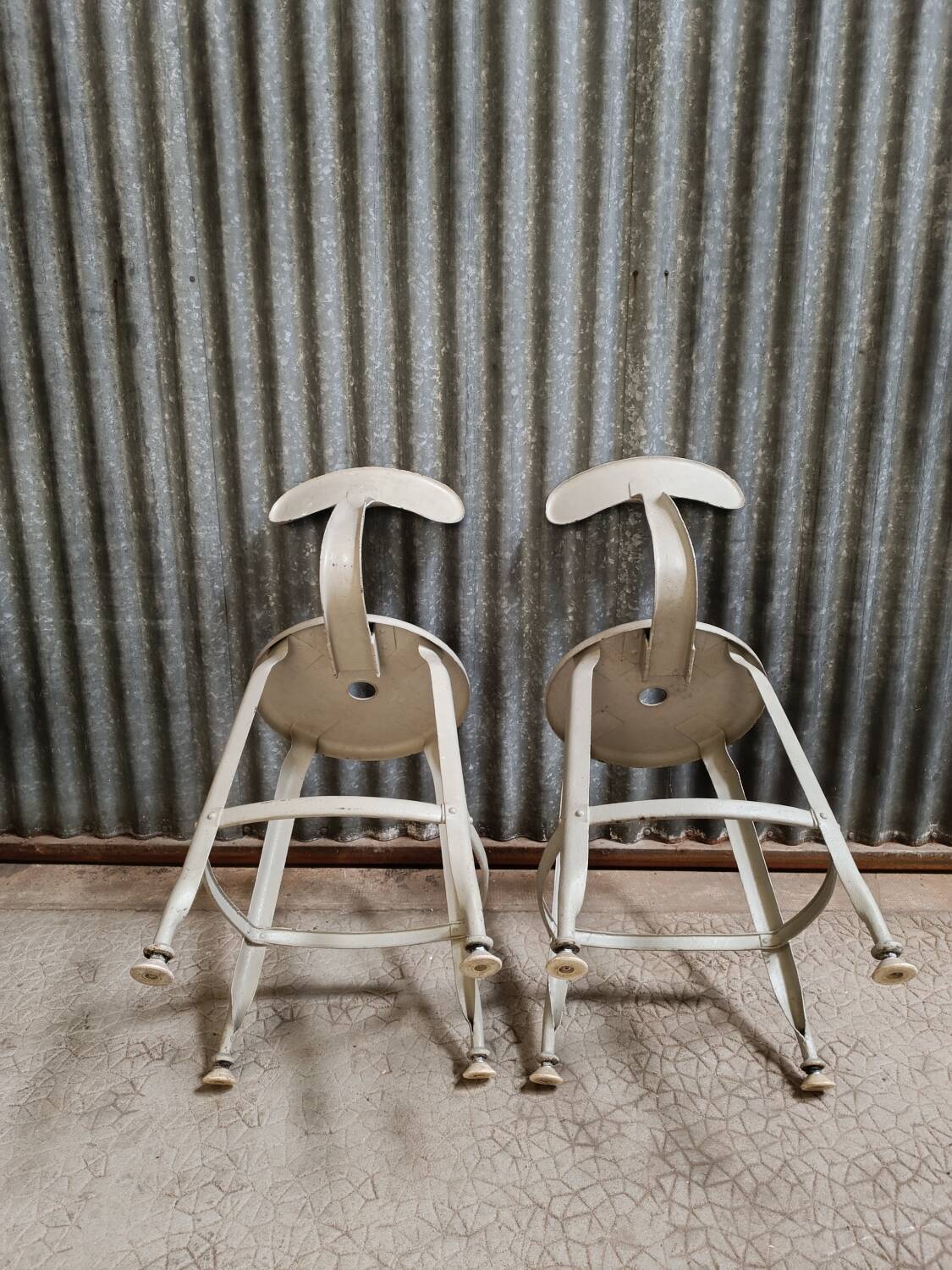 Pair of Nicole Vintage high chairs - Workshop stool