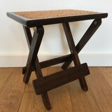 Wood and caning folding stool