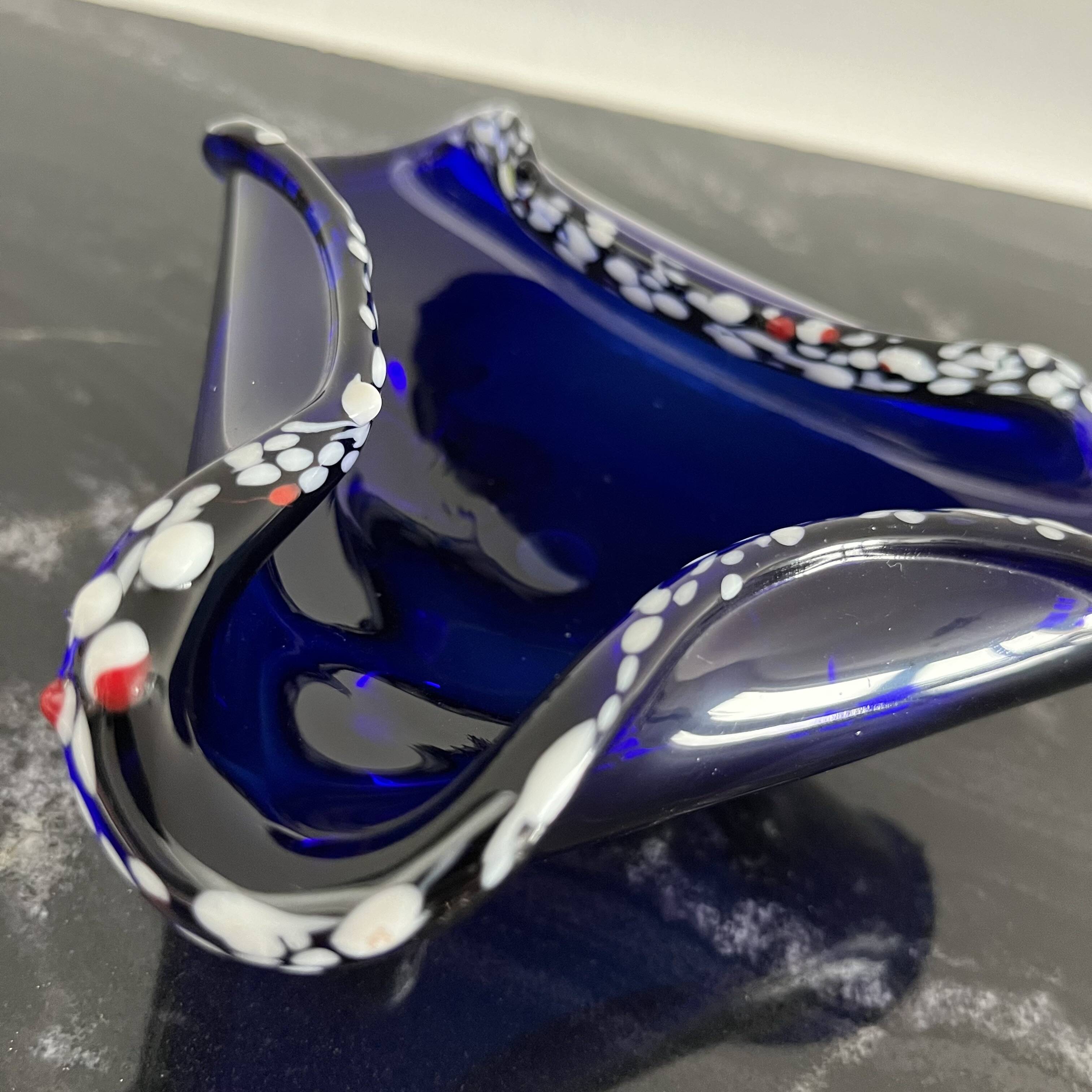 Cendrier italien en verre de Murano bleu des années 70