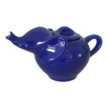 Elephant teapot by Lipton in royal blue.