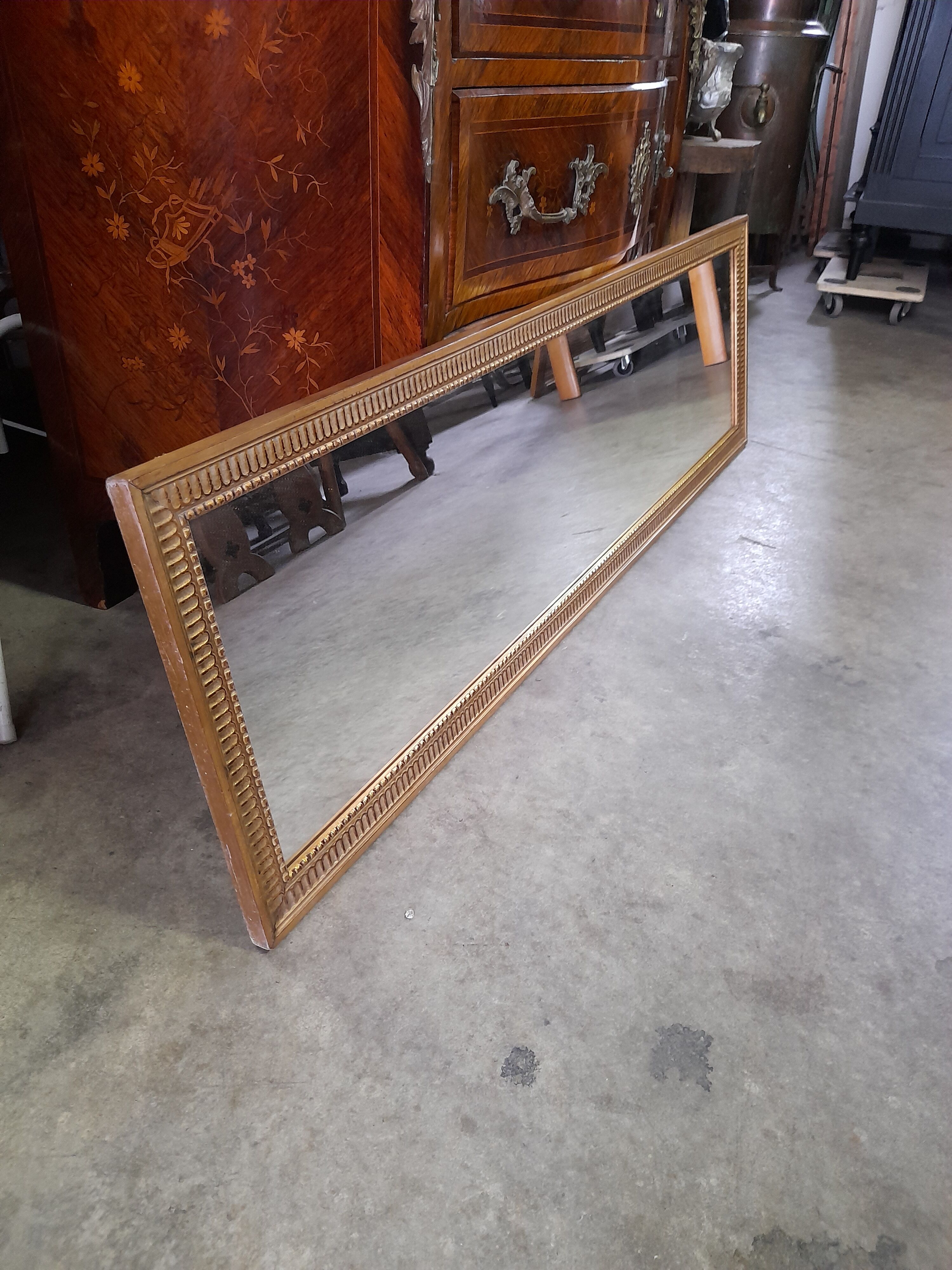Miror rectangulaire en bois doré 1950 - 143x41cm