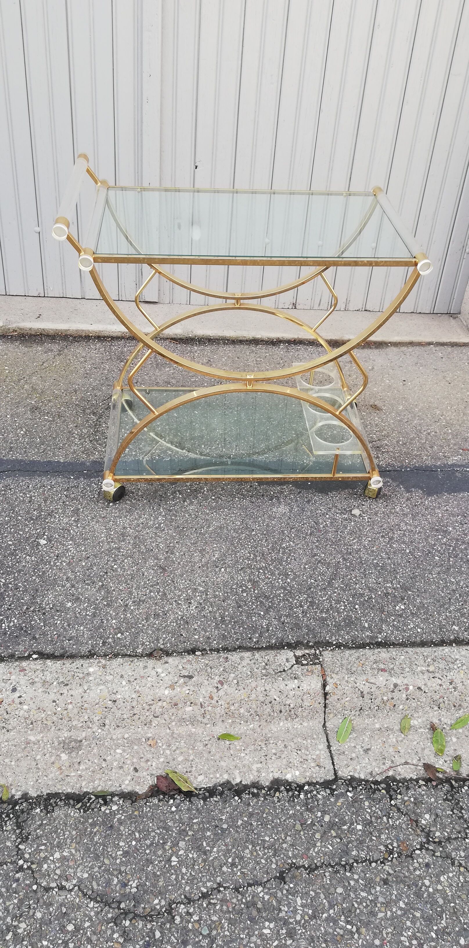 Vintage golden and glass kitchen trolley