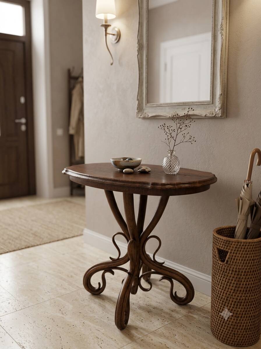 Thonet No. 1 curved wooden side table from the 19th century.