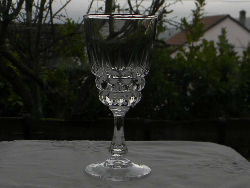 Set of 6 crystal water glasses from arques, pompadour model