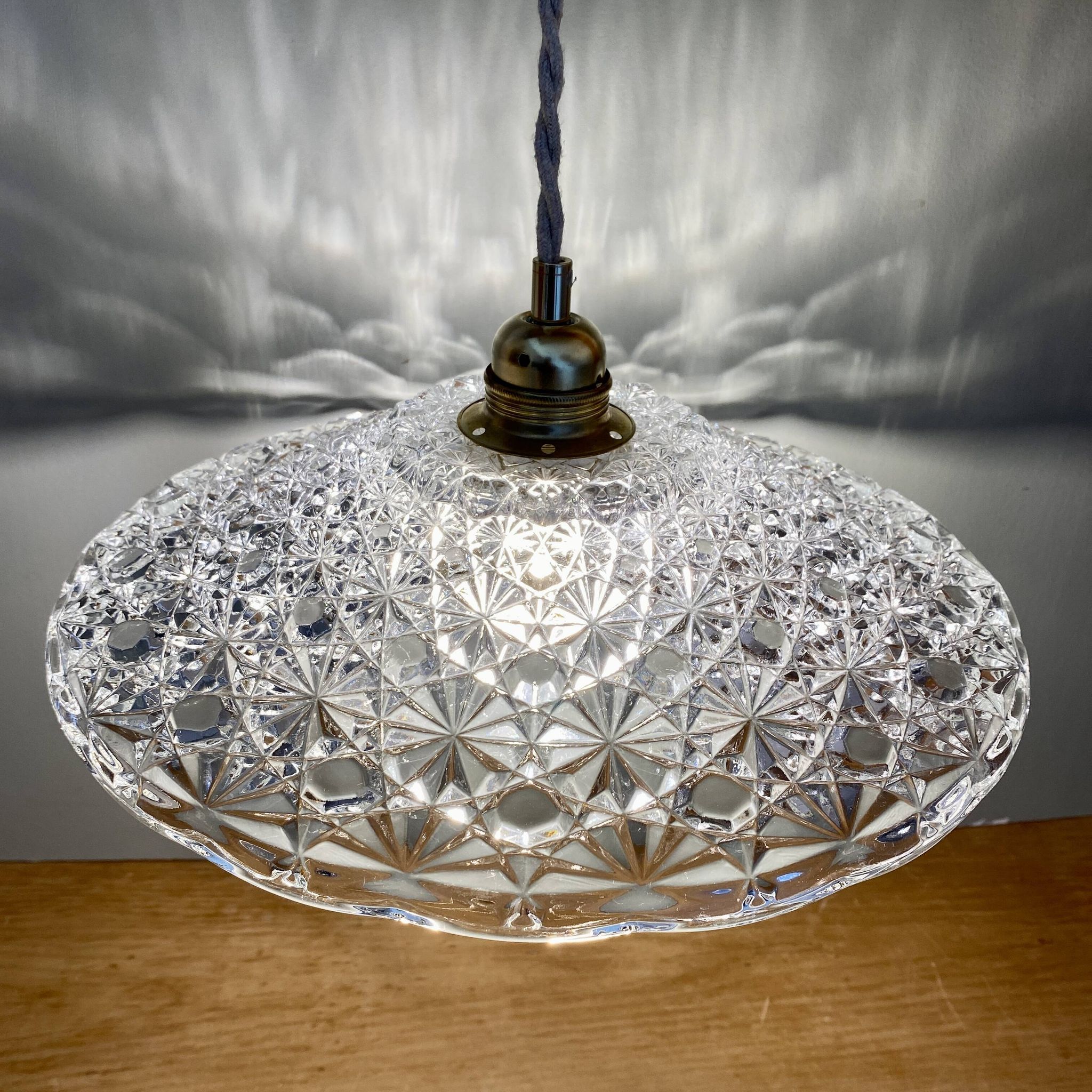 Vintage glass pendant lampshade - tableware collection -