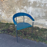 Série de 6 fauteuils design italien en cuir et métal chromé vintage