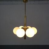 Sputnik brass and glass ceiling chandelier from Kaiser Idell / Kaiser Leuchten, Germany, 1960s