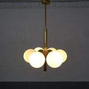 Sputnik brass and glass ceiling chandelier from Kaiser Idell / Kaiser Leuchten, Germany, 1960s