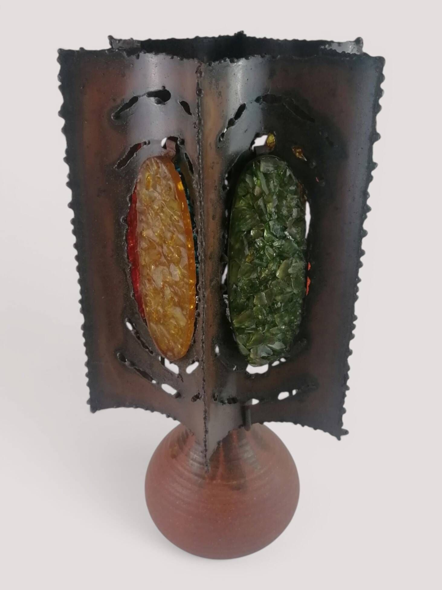 Brutalist lamp in metal and ceramic - Accolay