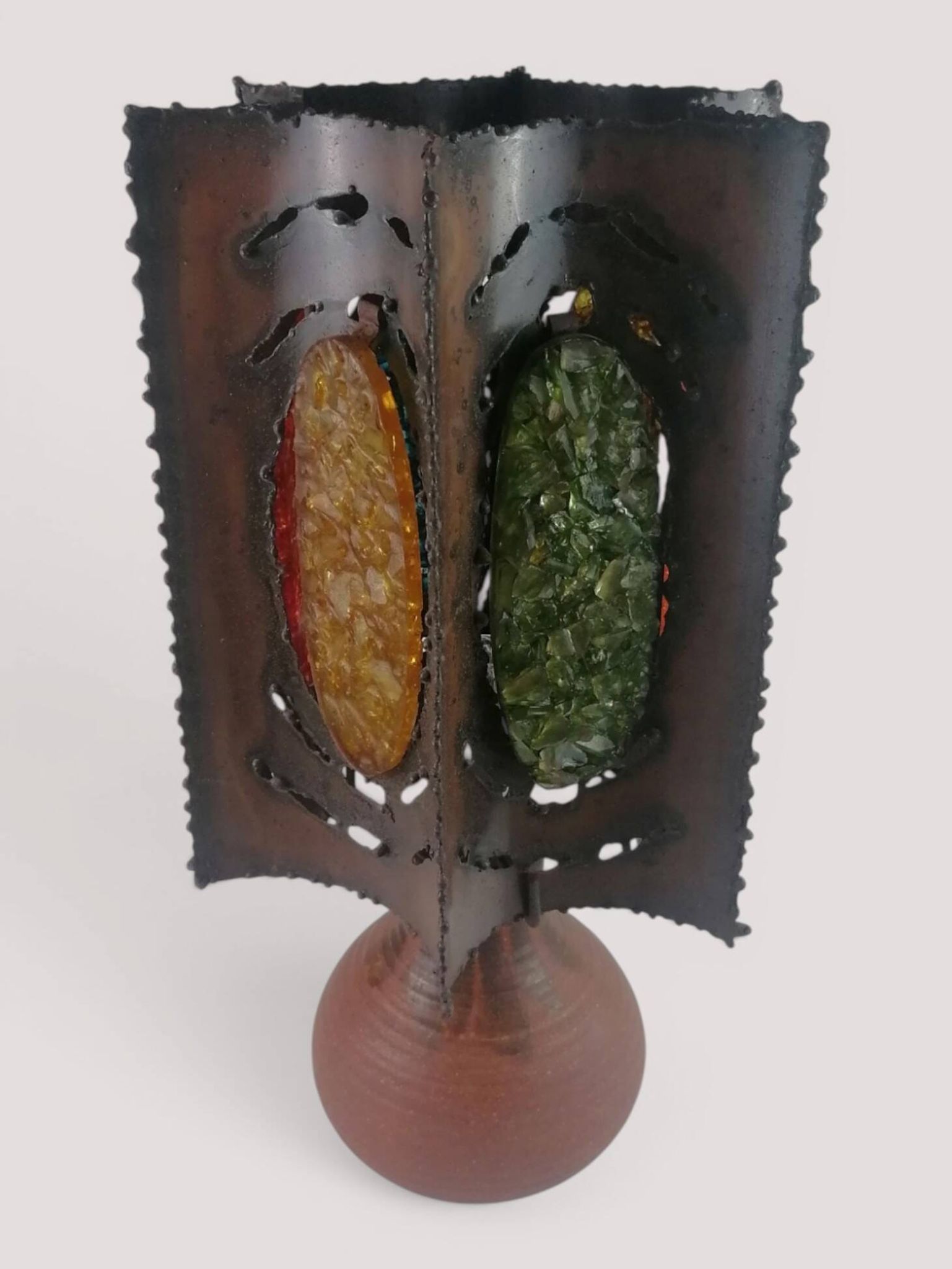 Lampe brutaliste en métal et céramique - Accolay