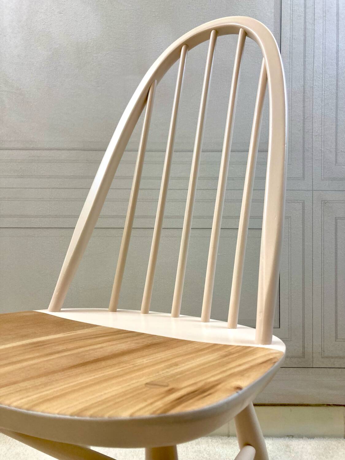 Renovated vintage Ercol Quaker chairs – cream white shade