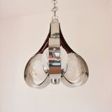 Mazzega Murano pendant lamp, Italy, 1970s – chrome and art glass