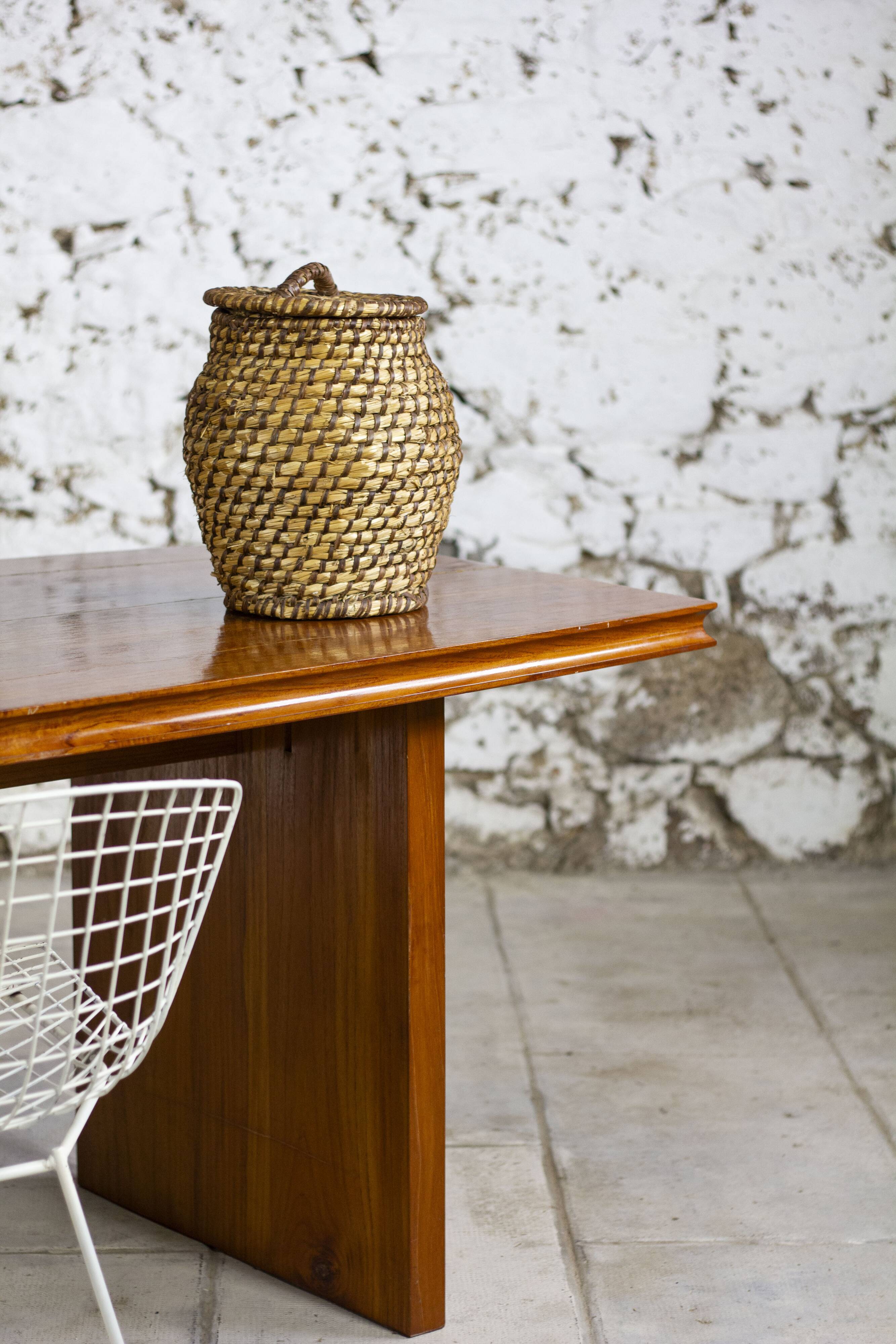 Vintage braided rope basket