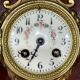 Large Napoleon III fireplace garniture in red marble and patinated regulus signed Guillemin – clock & candelabras 19th century