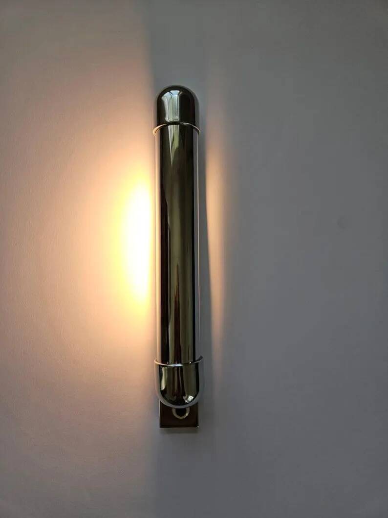 Rare Bauhaus, Art Deco, Functionalism never used Chrome Wall Lamp, 1930s