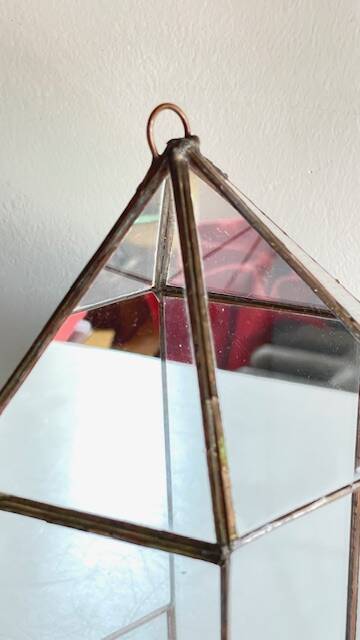 Vide poche mural miroir et laiton vintage