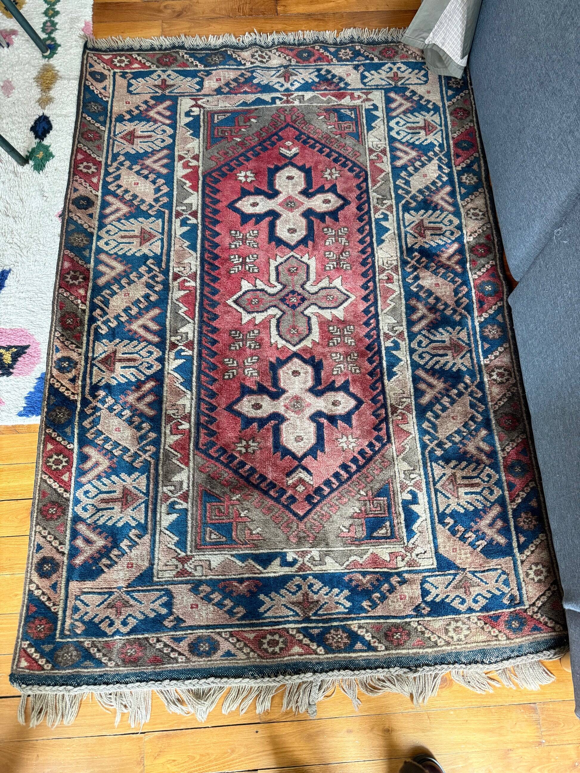 Handwoven wool Turkish carpet Nidge Kars