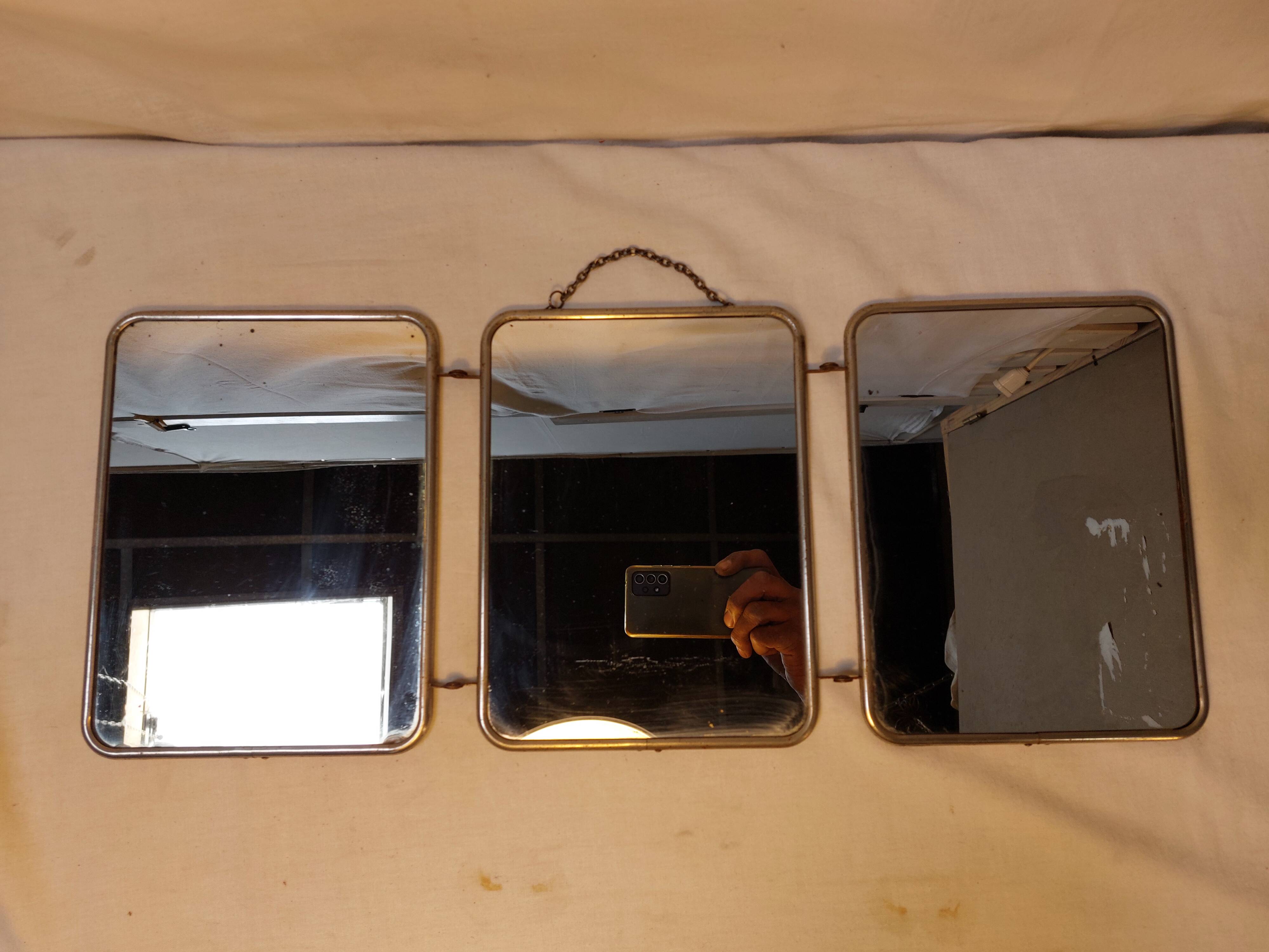 Vintage barber triptych mirror
