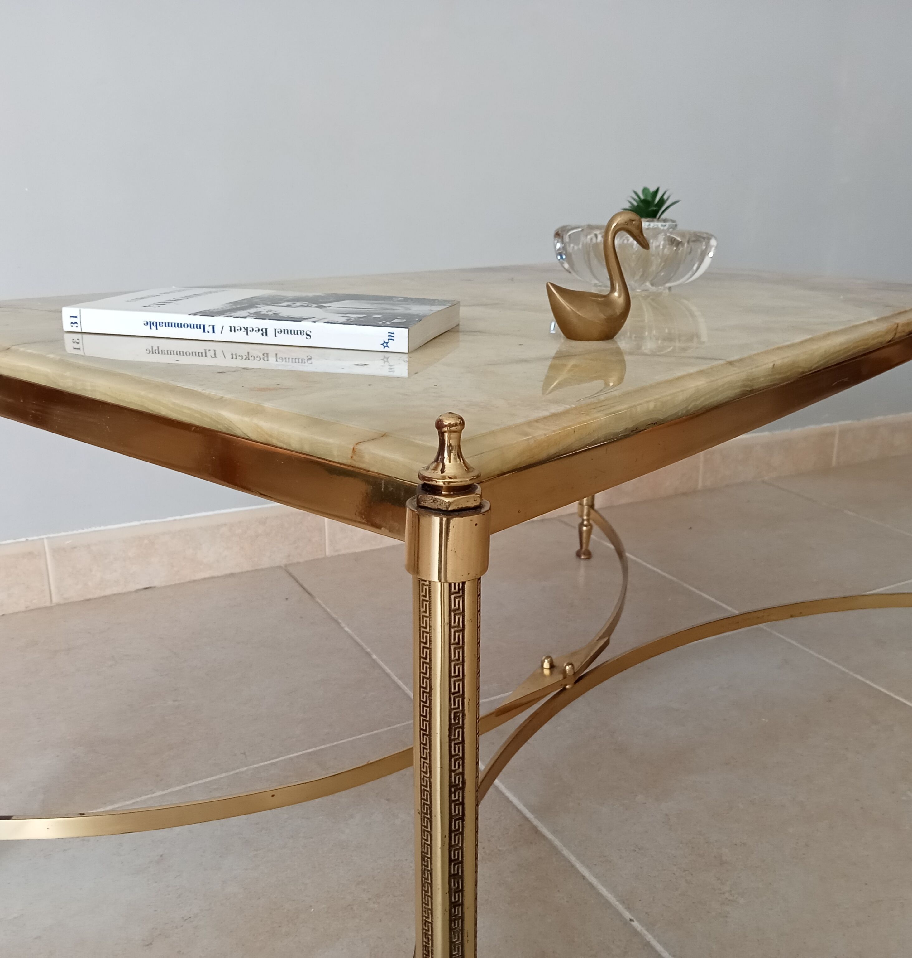 Neoclassical marble and brass coffee table 50s/60s