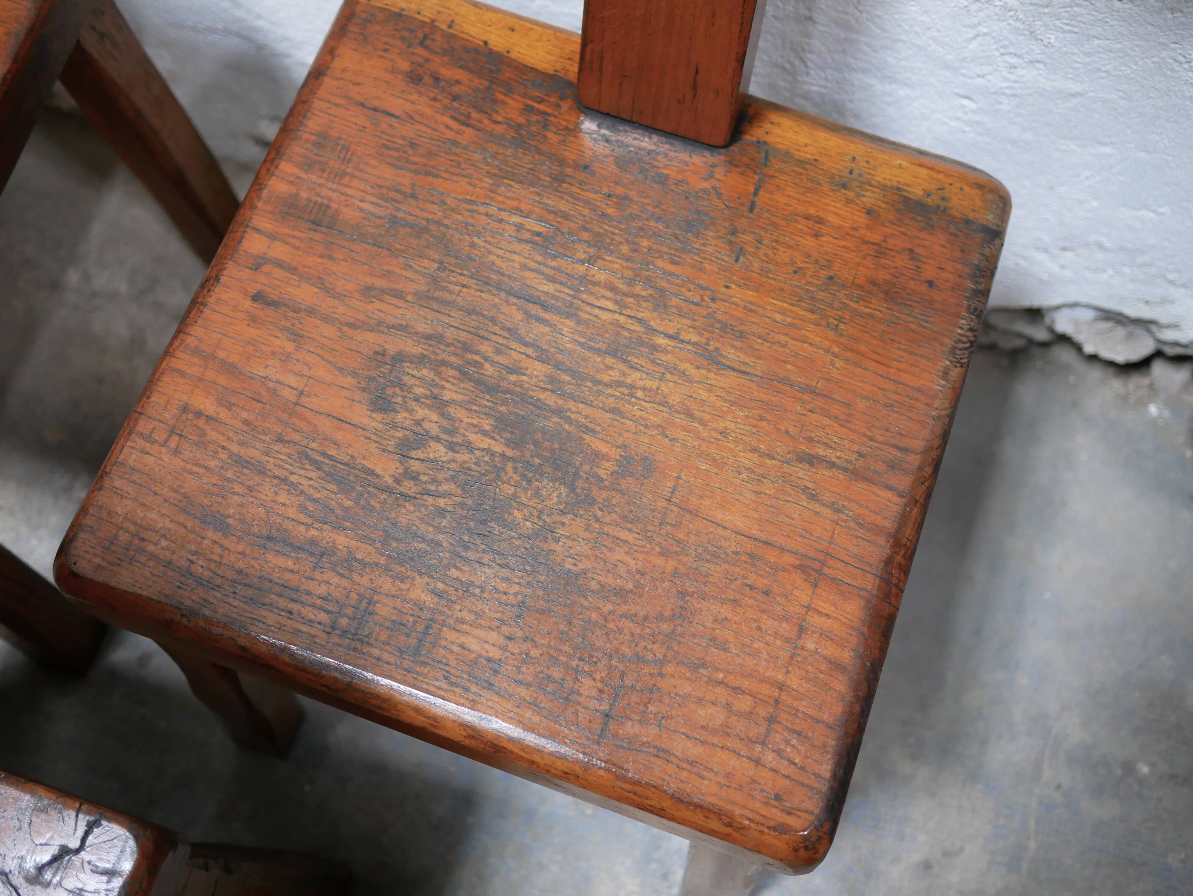 Vintage brutalist wooden T chair