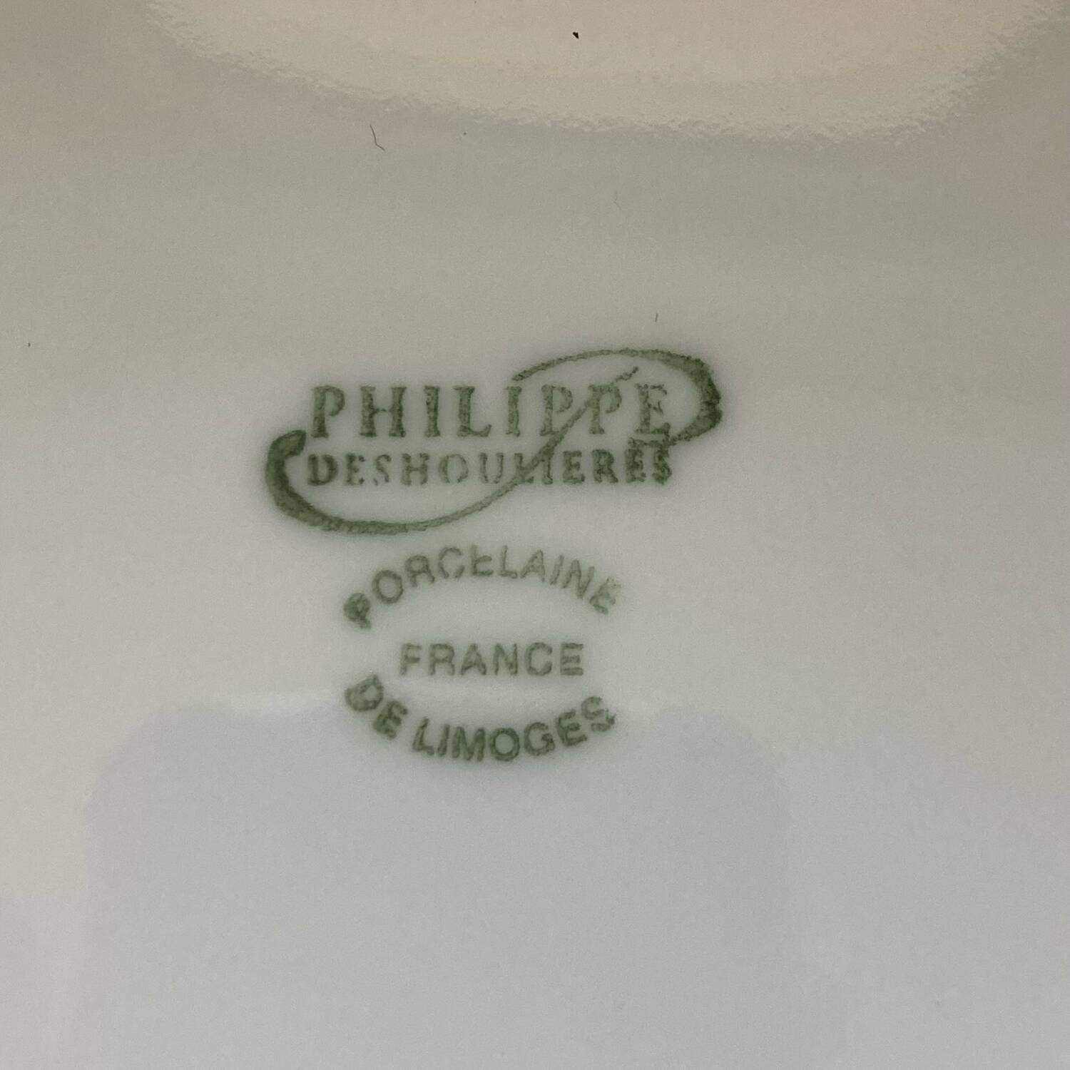 Large round hollow Limoges porcelain dish Philippe Deshoulières California model