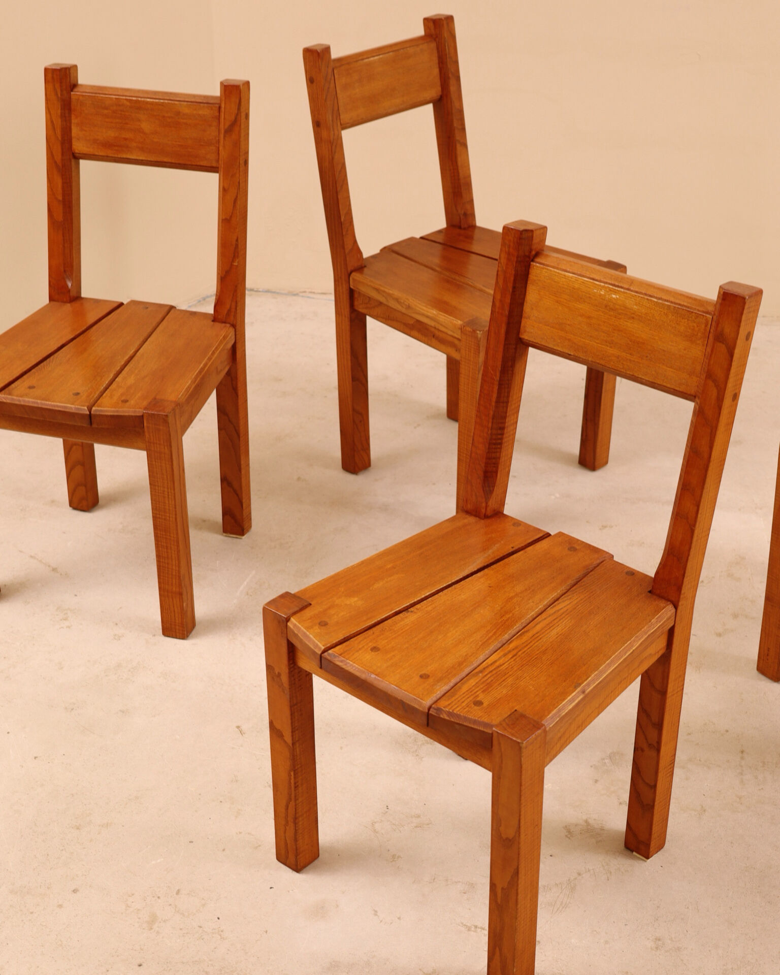 Solid elm chairs, 1980s