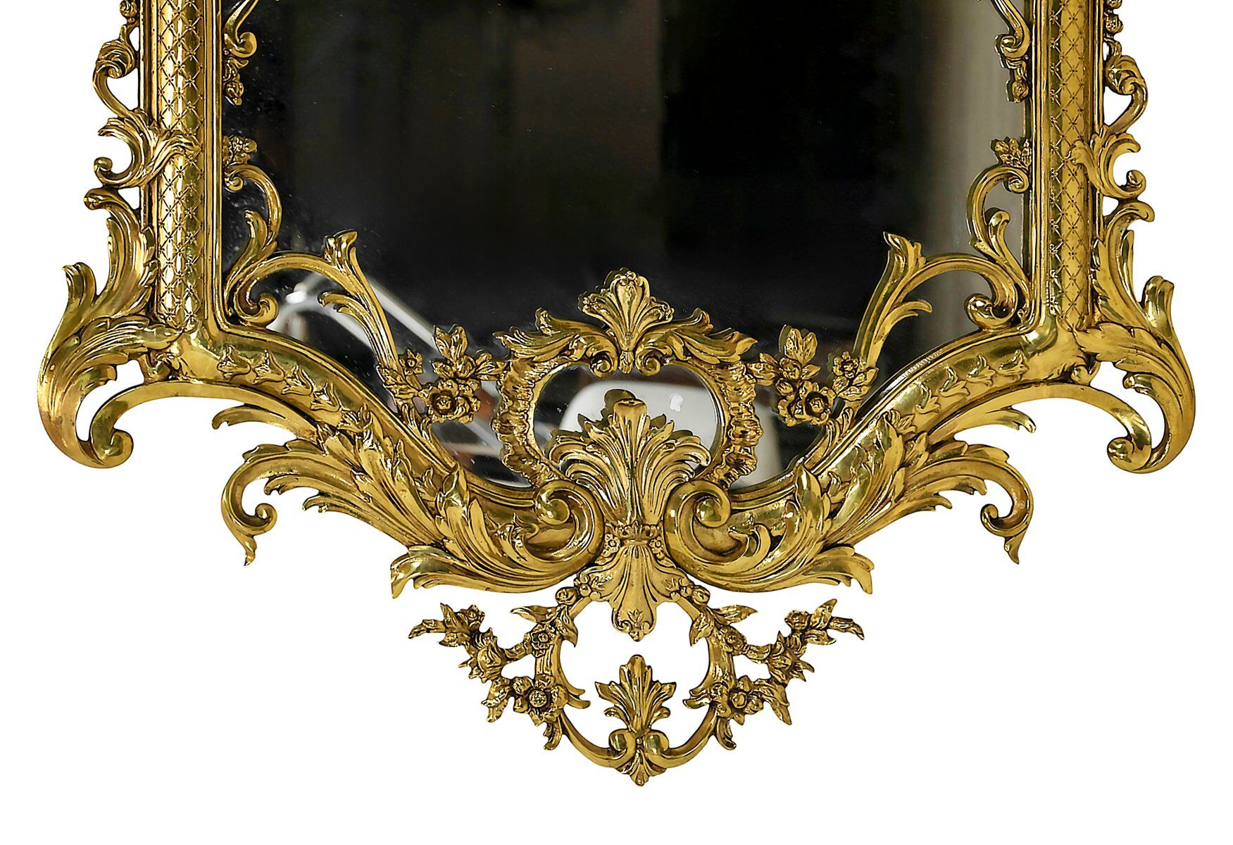 Vintage French brass wall mirror, 1960s