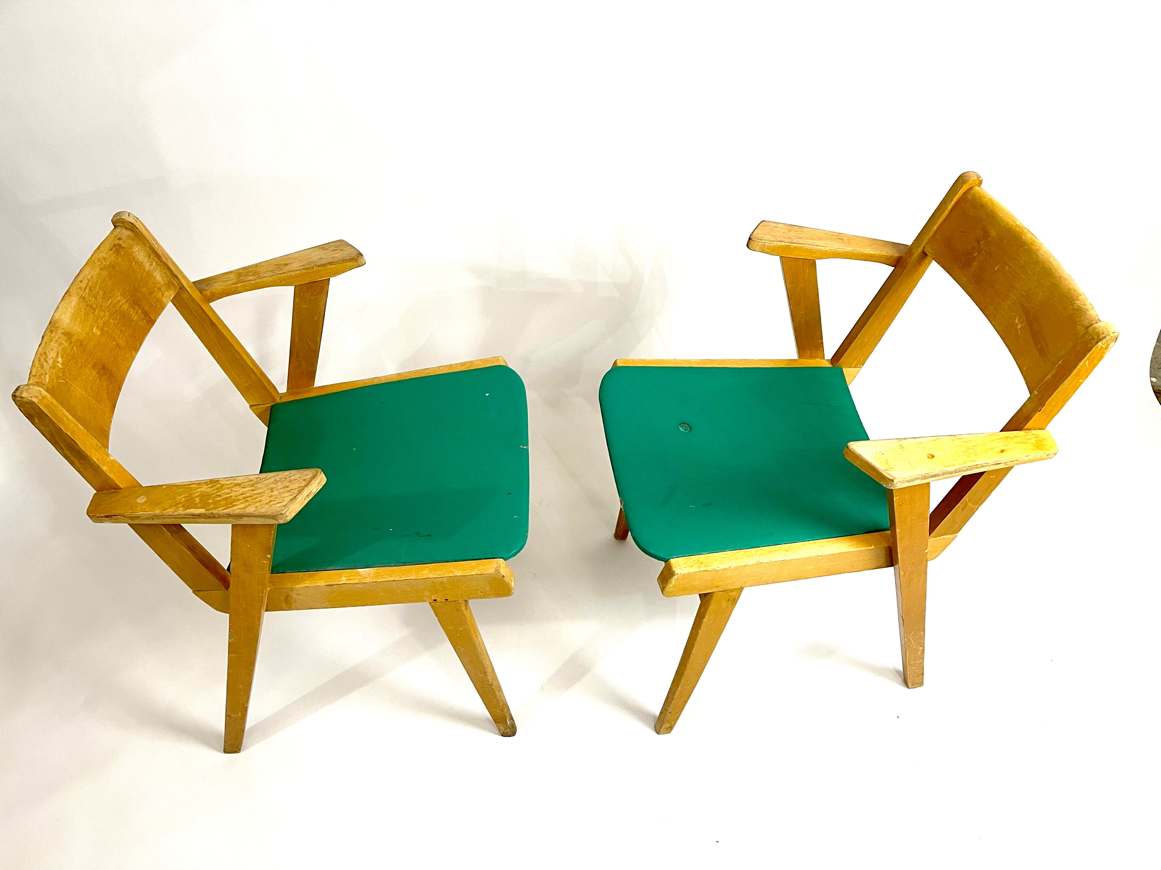 Pair of chair chair bridge design vintage 50