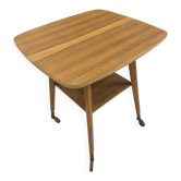 Scandinavian vintage 50s wooden side table with a swivel top.