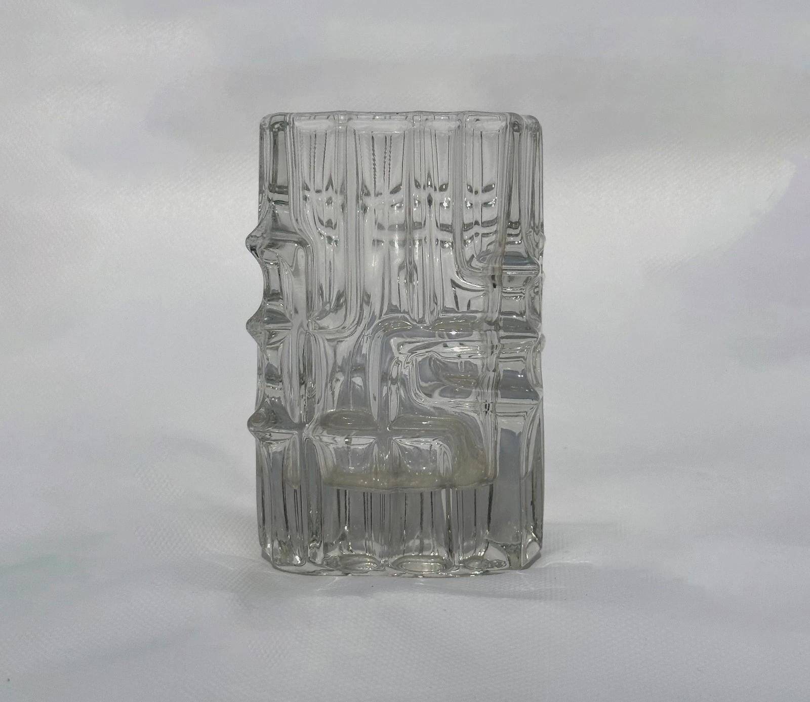 Vladislav Urban pressed glass vase for Rosice, Sklo Union, 1960s