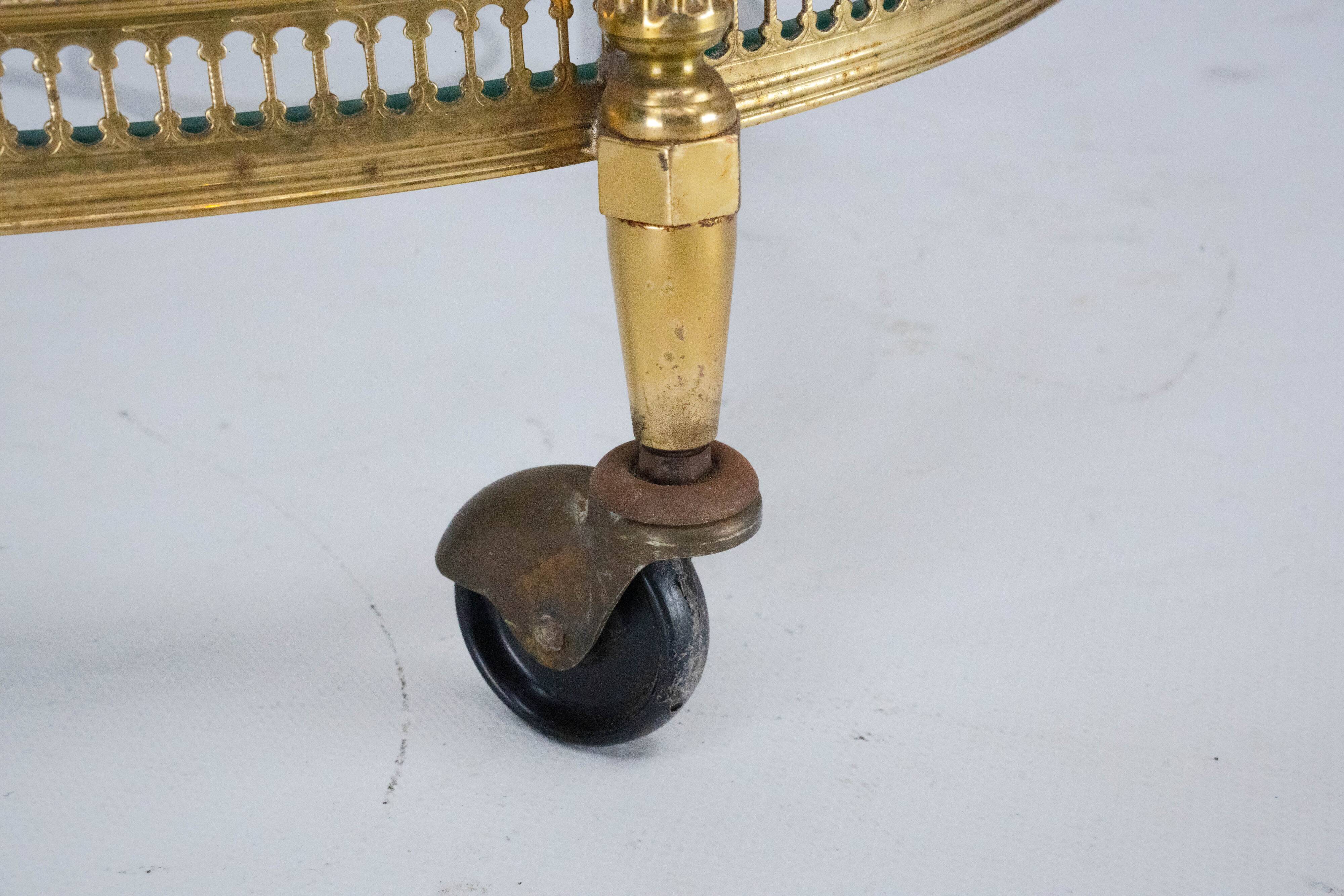 Small Mid-Century Italian Brass Bar Cart with Removable Tray, 1950s