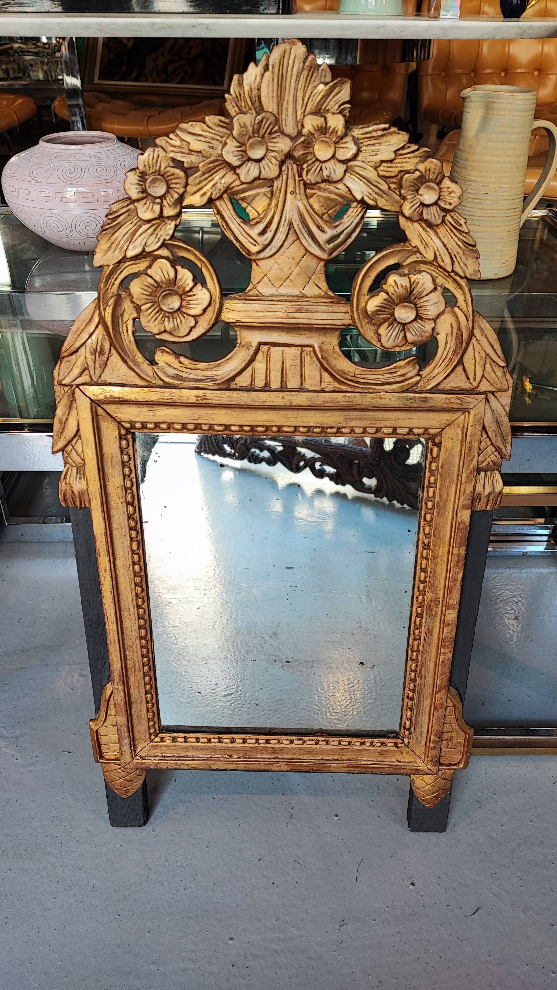 Louis XIV mirror in carved gilded wood, 18th century - 75 cm