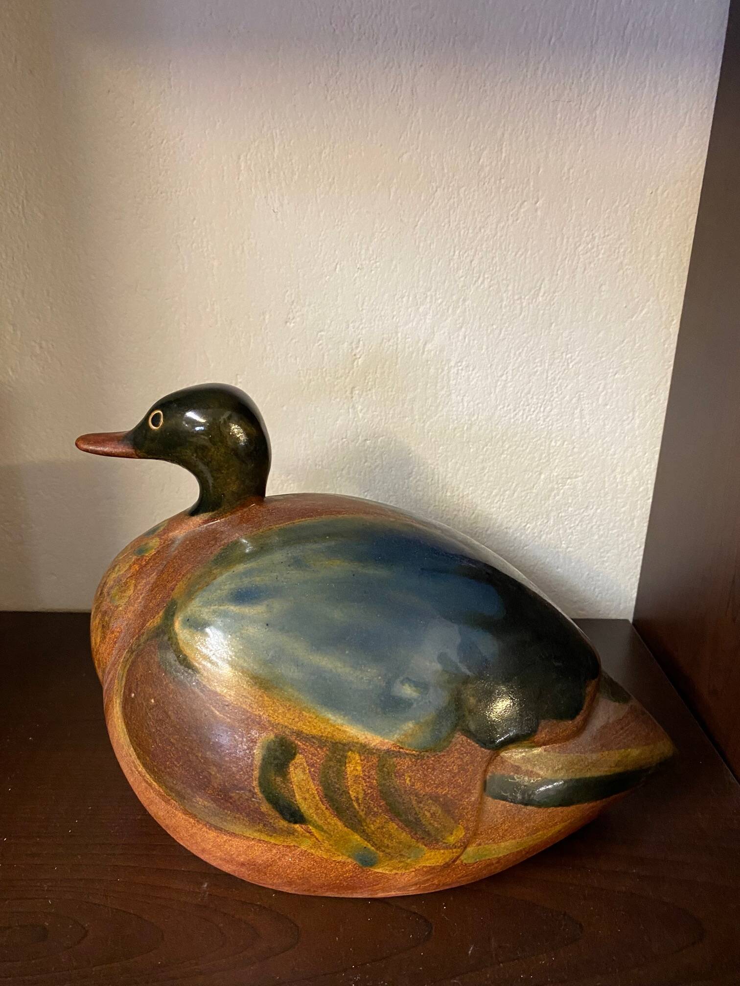 Ceramic duck sculpture signed jean marc bullot