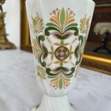 Vintage small vase stylized floral pattern porcelain ouragan ulysse paris, 1970s, france