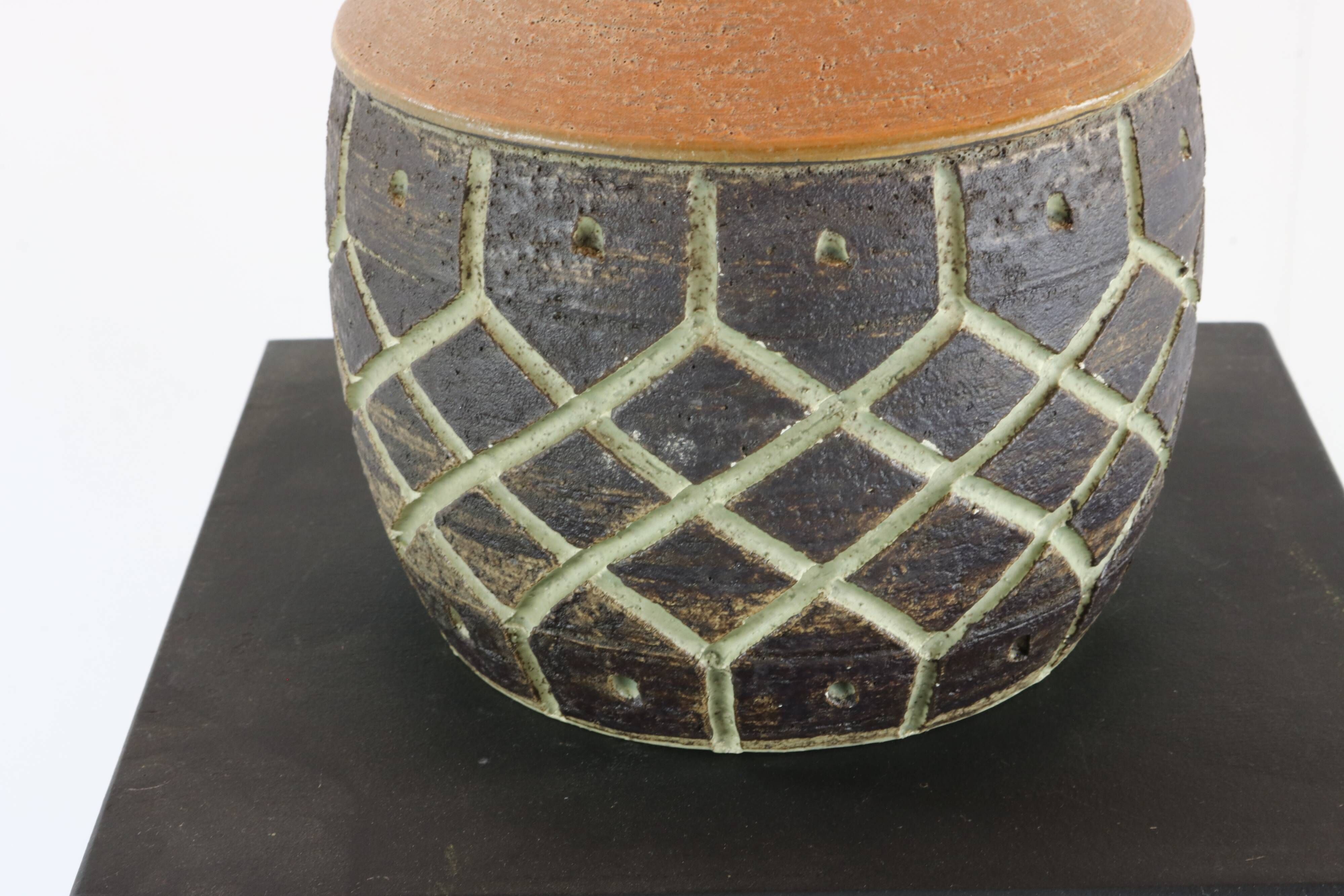 Set of two sixties design studio pottery table lamps for Chris Keramik Hasl