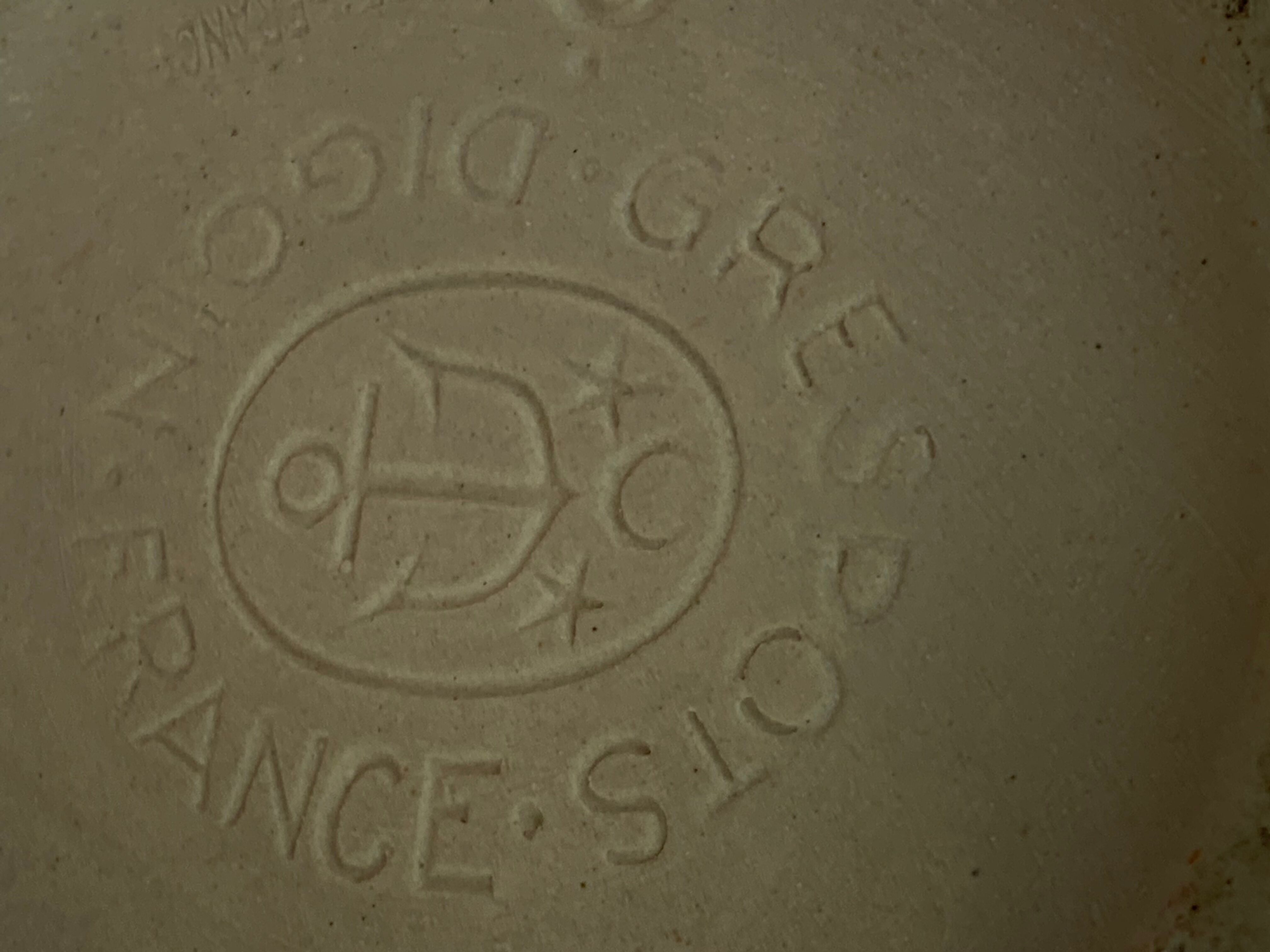 Jug, gargoulette in glazed stoneware white digoin france vintage