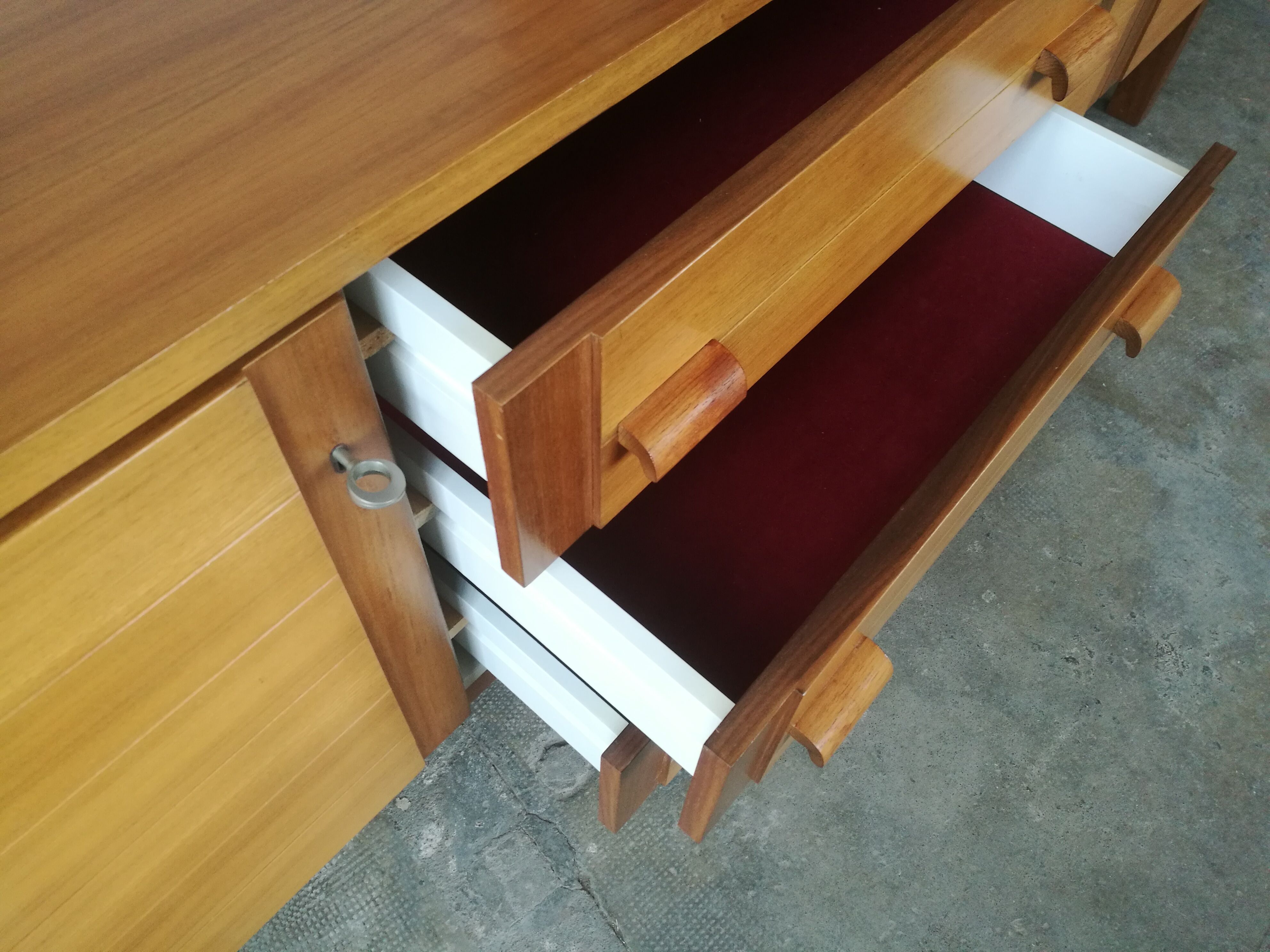 Large vintage row in blond wood