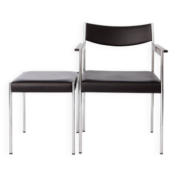 Edlef Bandixen Armchair & Stool for Kusch + Co | Bauhaus Lounge Set | 1970s