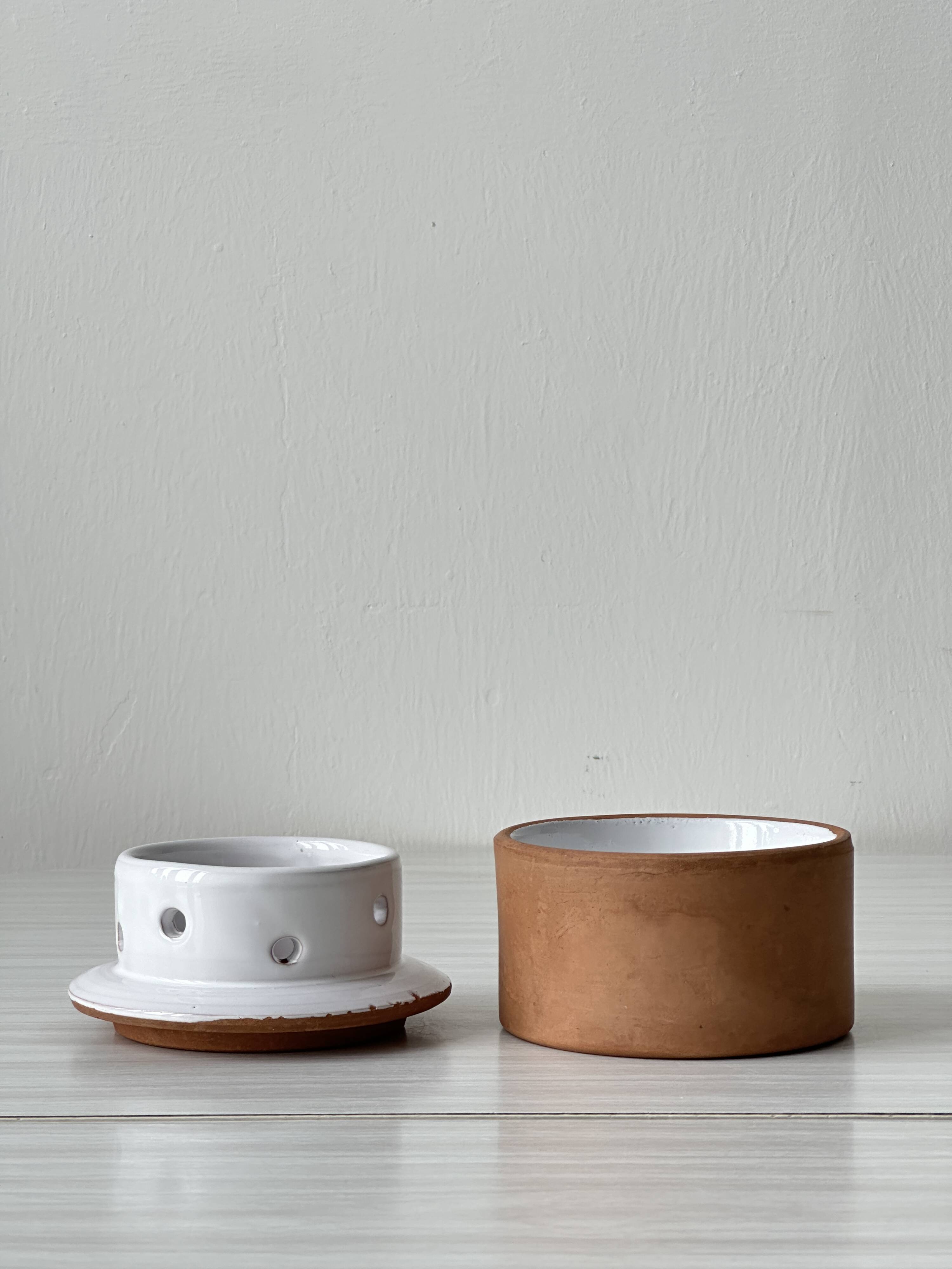 Terracotta ceramic butter dish