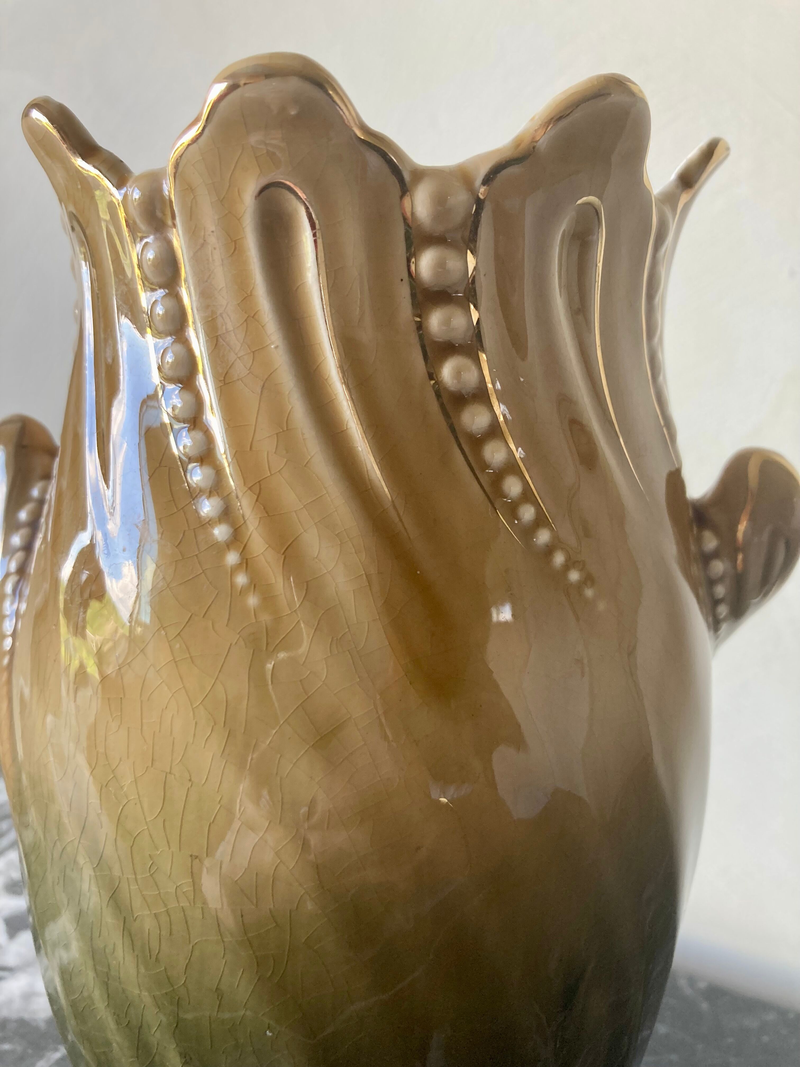 Art Nouveau earthenware vase by Antoine Gustave de Bruyn