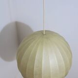 1970s Italian Cocoon Globe Pendant Lamp with teak details
