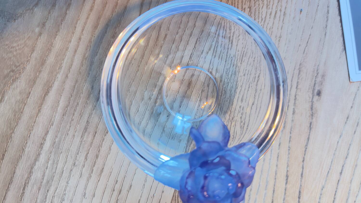 Daum France decorative bowl – Crystal paste – Blue flower – Brand