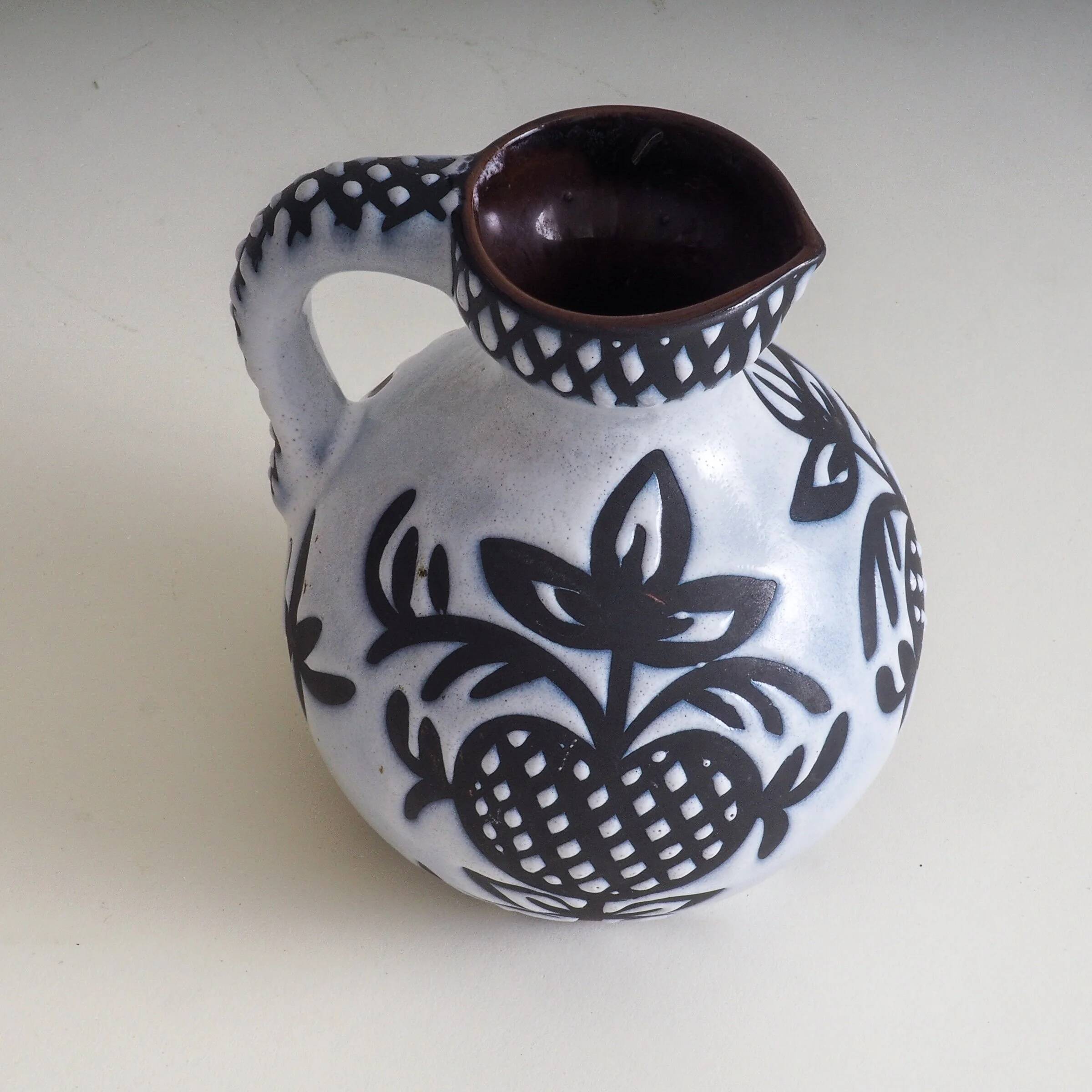 60s ceramic black & white jug