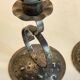 Vintage Black Patina Metal Candlesticks