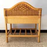Vintage 80s rattan bedside table