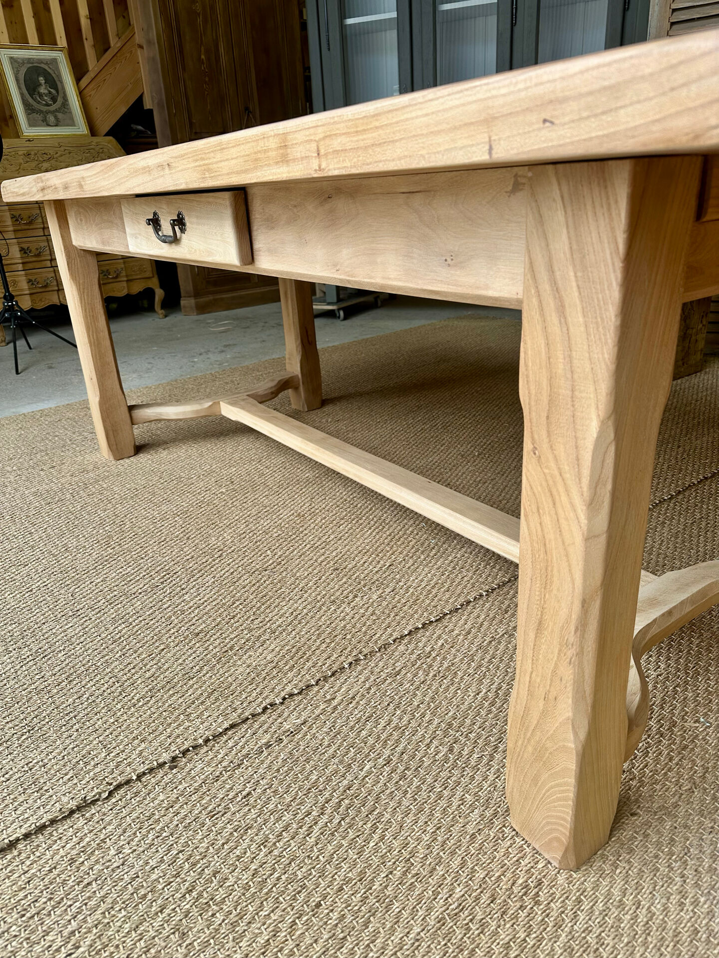 Grande table de ferme en chêne massif rénovée